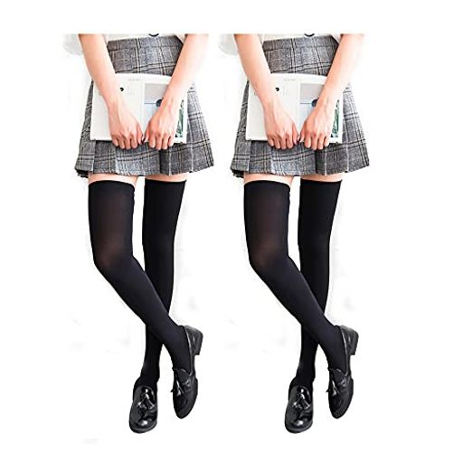 [KOUTEI]柔らかナイロンサイハイソックス多足セット超ロング太もも丈オーバーニーソックス美脚着圧スッキリニーハイストッキングロングソックス靴下(80cm-ブラックの2足)