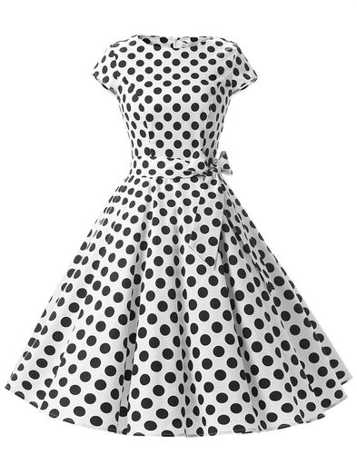 [ドレッシースター]スイングワンピースレトロドレス50年代ロカビリーベルト付きレディースクリスマスパ..