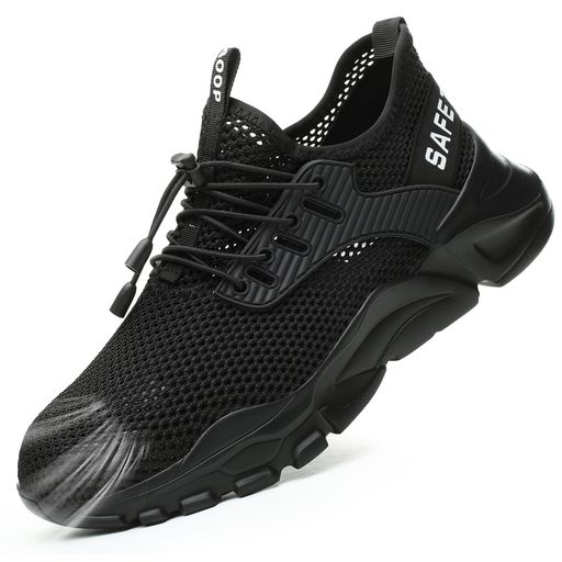 [Aoop]安全靴メンズ作業靴通気鋼製先芯安全靴スニーカー踏み抜き防止耐摩耗セーフティシューズメッシュおしゃれあんぜん靴防滑サンダルタイプ夏用443/ブラック/43