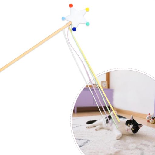 Serviteur猫じゃらし猫おもちゃまたたび頑丈噛むおもちゃ一人遊び猫のおもちゃリボン紐天然木製棒運動..