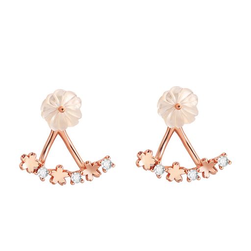 「YINCHIE」ピアスレディースシルバー925金属アレルギー対応桜モチーフジルコニア非対称3つ付け方ピン..