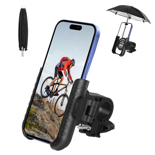 Simpeak自転車スマホホルダー日除け防雨片手操作カメラ充電を邪魔しない落下防止360度回転振動吸収強力..