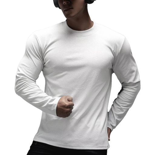 [UUEN]長袖tシャツメンズシンプル無地カジュアルトップスロングTシャツ保温春秋冬ルームウェアジムスポ..