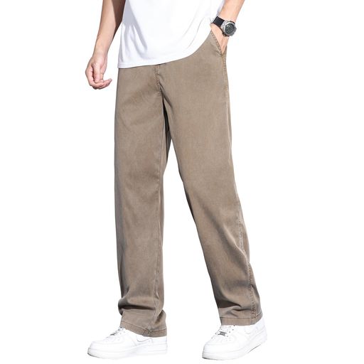 [FUZHIHUA]ズボンメンズスラックス涼しい夏服ワイドテーパードパンツゆったりイージーパンツ軽快ボトムス無地速乾ロング丈ラウンジパンツ大きいサイズトラウザーズmenpants春夏秋(JPアルフ…