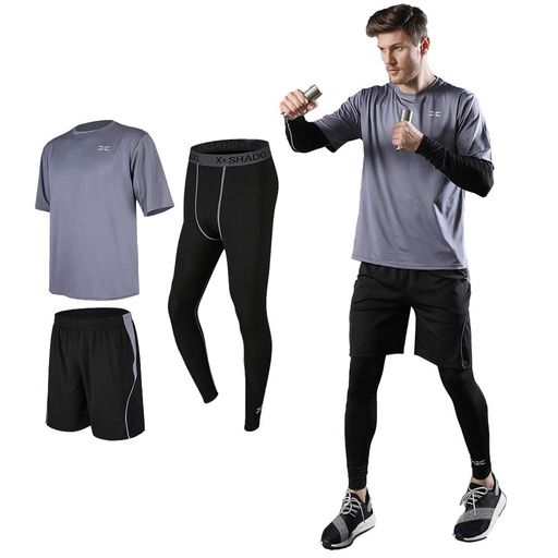 [Ademe]コンプレッションウェアセットメンズトレーニングスポーツウェア長袖半袖ハーフパンツタイツ吸..