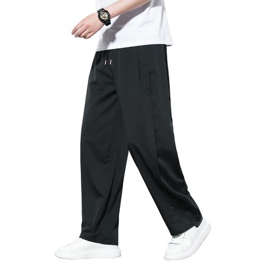 [HMT]ワイドパンツメンズズボン夏用ストレートパンツ冷感夏服ャンブレーずぼん大きいサイズボトムス上品ピンタックロング丈イージーぱんつゆったり春夏秋