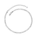 ChainsProシルバー925アンクレットレディースつけっぱなし22cm+5cmアジャスター幅3mmフィガロチェーン足首アクセサリー
