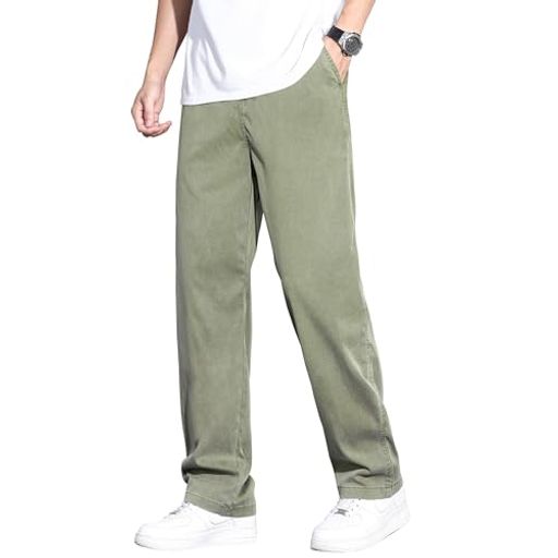 [FUZHIHUA]ズボンメンズスラックス涼しい夏服ワイドテーパードパンツゆったりイージーパンツ軽快ボトムス無地速乾ロング丈ラウンジパンツ大きいサイズトラウザーズmenpants春夏秋(JPアルフ…