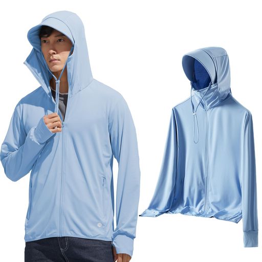 [KANGNAN]メンズラッシュガード長袖パーカーUVカット水着オーバーウェアUPF50+ビーチ日焼け対策大きい..