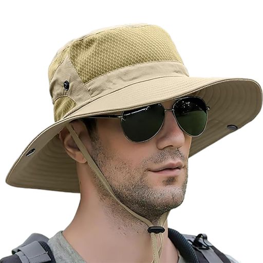 [Ycytlying]サファリハットメンズ日焼け防止帽子UVカットUPF50+つば広ハット2WAYメッシュ通気あご紐付き紫外線対策折りたたみ超軽量軽薄防水防風スポーツハット釣り登山自転車ハイキングア…