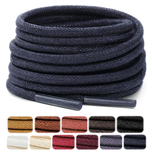 [Stepace]2足分(4本)蝋引き靴紐ビジネスシューズ靴ひも革靴靴紐シューズひも登山靴スニーカーシューレース長さ66~135cm11色丸紐滑り止め耐久性がある靴ひも男女兼用NavyBlue135