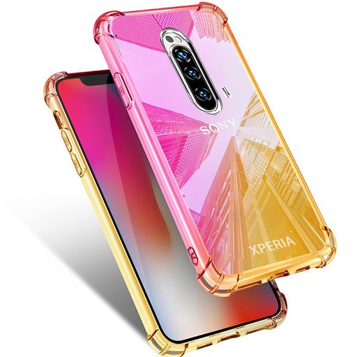 Xperia1ケースクリア耐衝撃薄型グラデーション透明TPUバンパー薄型軽量取り出し易い全面保護カバー光学..
