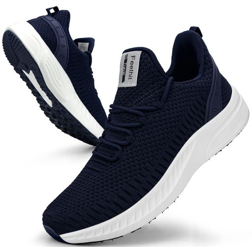 [Feethit]スニーカーメンズレディースランニングシューズ通気軽量滑り止スポーツシューズスリッポンジョギングウォーキング運動靴お洒落旅行通学通勤日常着用ブルー24.5cm