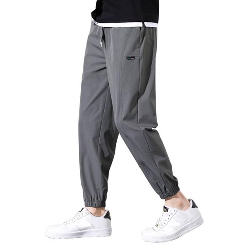 [Kayiyasu]接触冷感ズボンメンズ夏9分丈ジョガーパンツアイスシルクパンツストレッチ薄手冷感パンツ速乾ボトムスイージーパンツ涼しい快適部屋着(XLダークグレー)