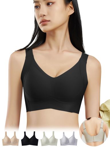 [veimia]胸を小さく見せるブラ小さく見せるブラブラジャー【安定感UP・ゼリーサポート】ノンワイヤーブ..