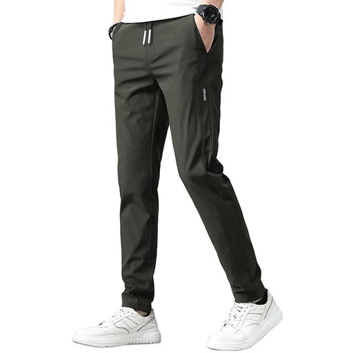 [ROOKMZU]アイスシルクパンツメンズ接触冷感ズボンメンズ夏パンツストレッチパンツ冷感パンツ涼しいズボン速乾カジュアルパンツイージーパンツボトムステーパードパンツ夏用ズボン