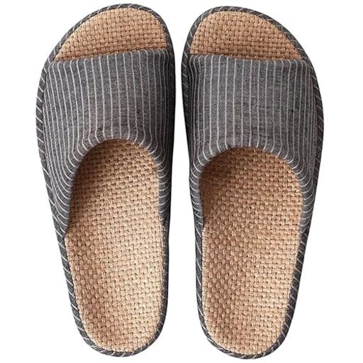 [SOARHOPE]亜麻スリッパメンズルームシューズ室内履き和風無地春夏用来客用部屋用オシャレ通気軽量シンプル洗濯可素足で履くXL