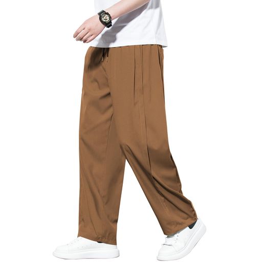 [HMT]ワイドパンツメンズズボン夏用ストレートパンツ冷感夏服ャンブレーずぼん大きいサイズボトムス上..
