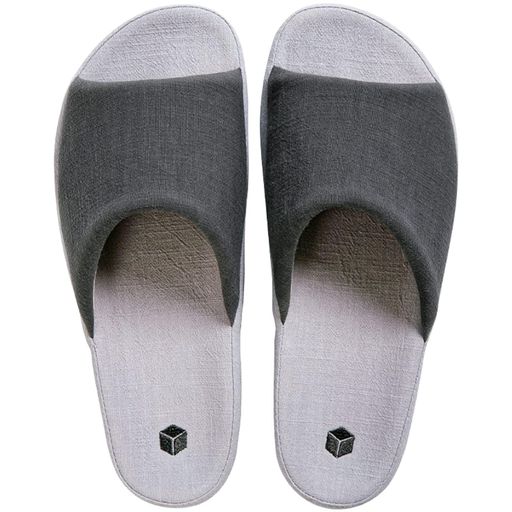 [SOARHOPE]メンズ室内履きルームシューズ亜麻スリッパ和風無地春夏用部屋用来客用オシャレ通気軽量シンプル洗濯可素足で履くダークグレーL