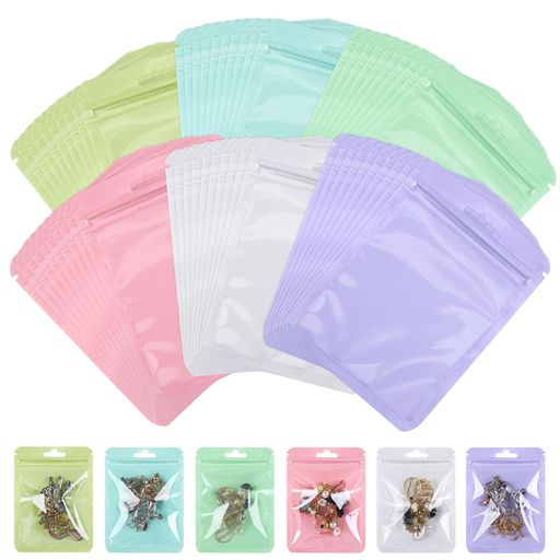 ジュエリー袋Svaldo小物入れ六色マカロン色60枚セット9*12cmジッパー付き袋チャック付きポリ袋ジュエリー包装用品防水防湿密封ビニール収納袋変色防止アクセサリー袋ピアス指輪リングイ…