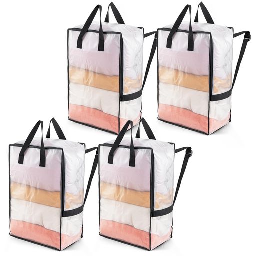 TAILI布団収納袋大型収納袋引越しバッグ4個セット背負える特大容量自立式カバンビッグバッグ寝具ケース持ち手付き洋服衣装ケース羽毛ふとん防水折りたたみ式省スペース引っ越しキャン…