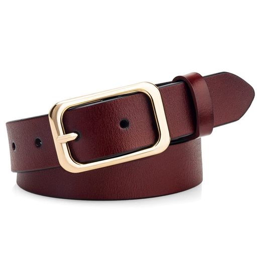[Macoking]ベルトレディース細い本革牛革学生耐久性ゴルフ柔らかいカジュアルベルトレザーベルトスーツビジネス誕生日母の日プレゼント女性レッドブラウン120cm