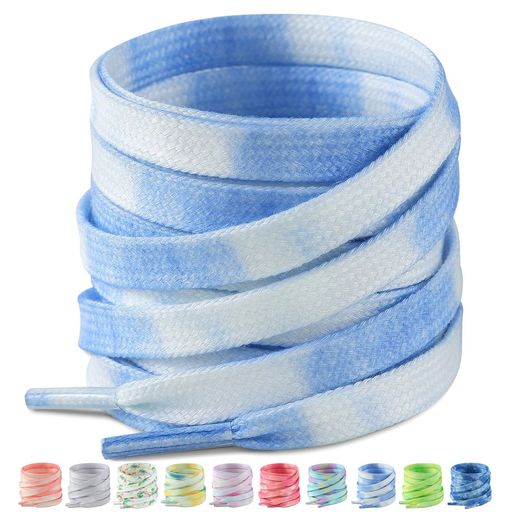 [Stepace]2足グラデーション色靴ひも平型靴紐長さ120~160cm10色シューレースTieDyeSkyBlue-140