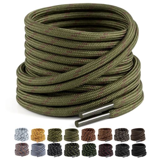 [Puzeam]靴紐スニーカー紐ほどけにくく滑り止め、耐久性の高い靴ひも4.5mm幅丸紐ブーツ紐スニーカーシ..