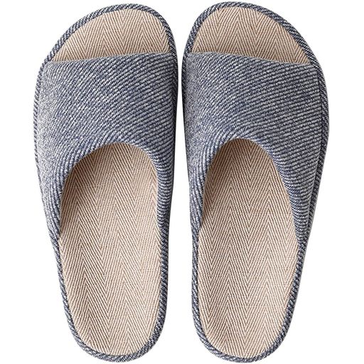 [SOARHOPE]亜麻スリッパメンズ室内履き和風無地ルームシューズ春夏用来客用部屋用軽量オシャレ通気シンプル素足で履く洗濯可ネイビー3XL