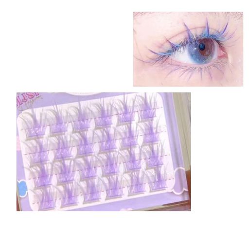 カラフルなセグメントまつげ3Dミンク毛つけまつげハロウィンつけまつげ柔らかい茎ナチュラル細い個別ま..