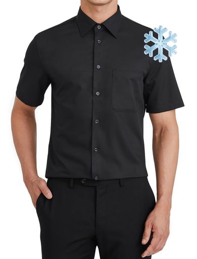 [Enlision]ワイシャツ半袖メンズ黒冠婚葬祭yシャツノーアイロン形態安定ビジネスフォマール大きいサイ..