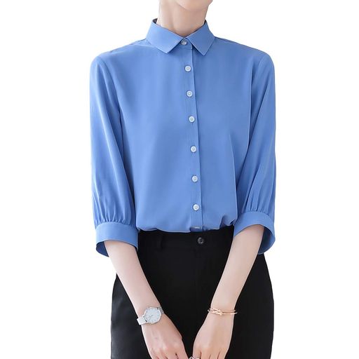 [ByFshow]レディースシャツ七分袖ブラウスカジュアル折り襟おしゃれ着痩せ春物カットソープルオーバー..