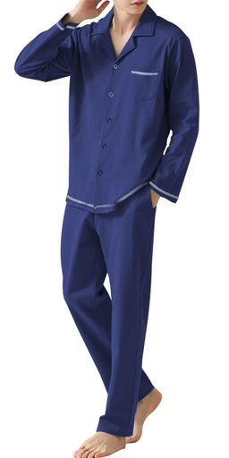 [Bellislove]パジャマメンズルームウェア綿長袖薄手前開き上下セットゆったり春夏秋吸汗通気快適シンプル肌に優しい柔らか軽量入院着部屋着寝間着