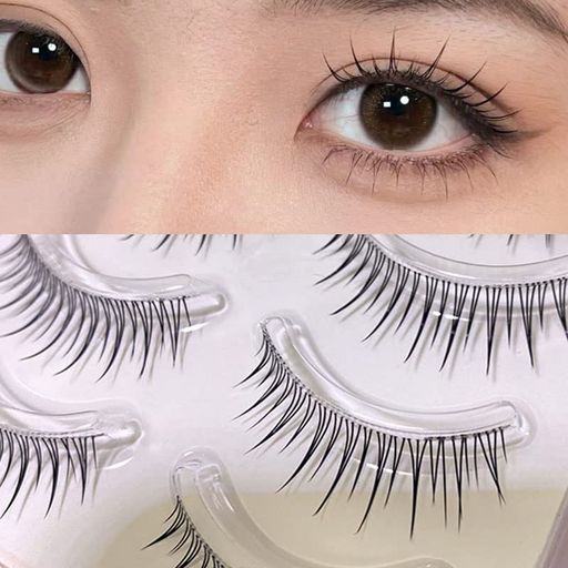 つけまつげナチュラル人気透明軸芯が柔らか5ペア透明軸繰り返し超軽量柔らかく手作り生まれたような自..