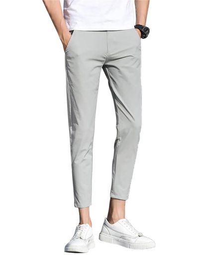 [JausQarq]アンクルパンツ接触冷感チノパン9分丈イージーパンツアイスシルクパンツストレッチ通気速乾..