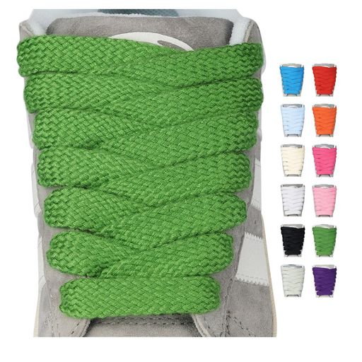 [Stepace]2足分(4本)ファットシューレース太い靴紐靴ひも極太平紐幅1.5cm黒白グレー立体感くつ紐くつひ..