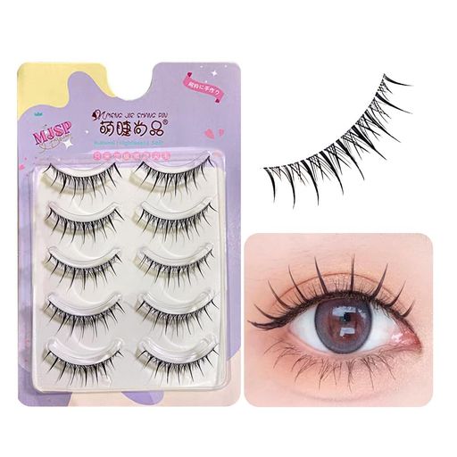 つけまつげナチュラル5ペア濃密cosplay人気透明軸芯が柔らか超軽量柔らかく手作り女優まつげコスプレメ..