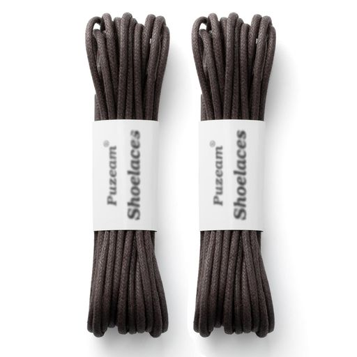 [Puzeam]靴紐革靴細い蝋引き靴ひも卓越した品質の編み上げワックスシューレース3MM丸紐2足分(4本)ダー..