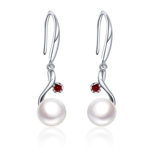 YUIITUピアスレディース人気パール揺れるフック金属アレルギー対応ピアスシルバー925真珠8mm貝パール冠..