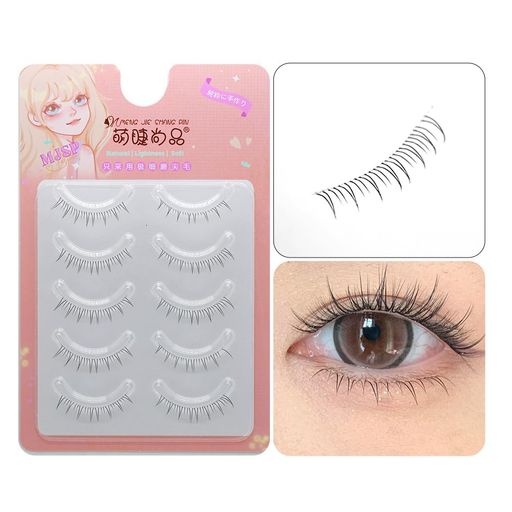 下まつげつけまつげナチュラル5ペア人気透明軸Cカール芯が柔らか超軽量柔らかく手作り女優まつげコスプ..
