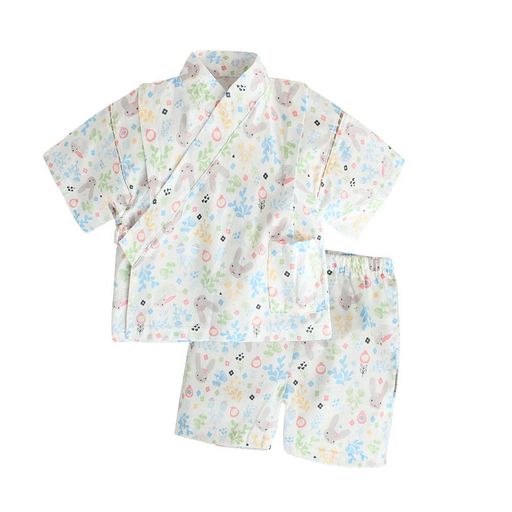 [SLINX]ベビー甚平子供上下セット和柄ベビー服男の子女の子男児女児じんべい花火大会夏祭り夏お盆休み夏休みセットアップ涼しい部屋着パジャマHF03(ウサギ110)