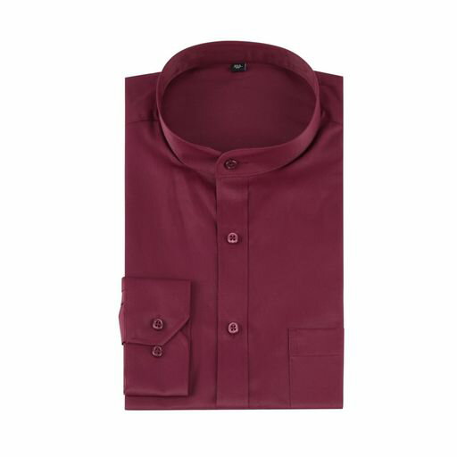 [CEEN]ワイシャツメンズ長袖スタンドカラー立ち襟ボタンダウン綿ノーカラー無地ビジネスオフィス襟なし..