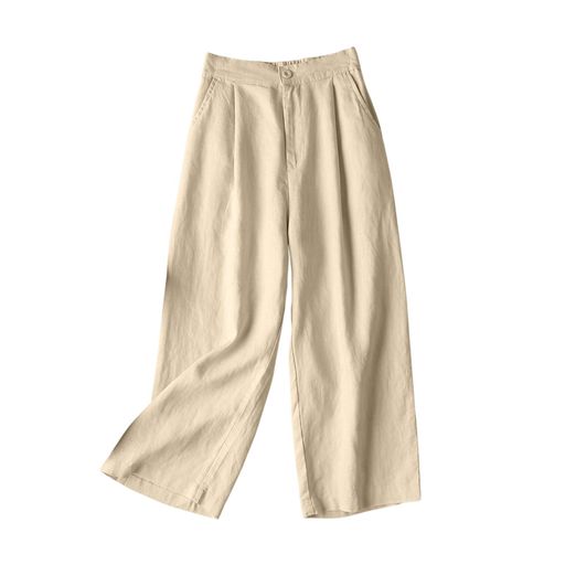 [F8eight]綿麻専門店ズボンリネン混紡9分丈ワイドパンツポケット付きカジュアルゆったりウエストゴム前ジップおしゃれ美脚着痩せ体型カバーシンプル無地春夏秋通勤ストレートパンツ通…