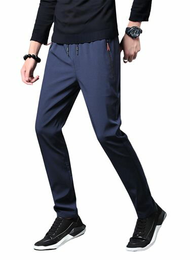 [Kayiyasu]アイスシルクパンツ冷感ズボンメンズ夏用イージーパンツ速乾カジュアル涼しい薄手ずぼんゆったりボトムス無地ストレートロング黒アウトドア通勤ビジネスキャンプ(3XLダークブ…