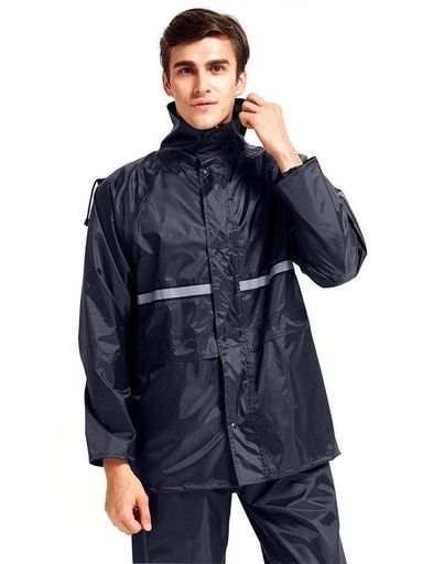 [MaxWant]レインウェアレインスーツレインコートアウトドア上下セット通気メッシュ着脱式合羽透湿防水撥水バイク自転車通学通勤男女兼用収納袋付き(ネイビーL)