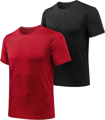 [ATHLIO]メンズドライTシャツ半袖2枚セット吸汗速乾接触冷感ストレッチ軽量涼感素材クールインナートレーニングスポーツジムランニングウェア汗対策シンプル設計薄手CTS12-KWN_2XL