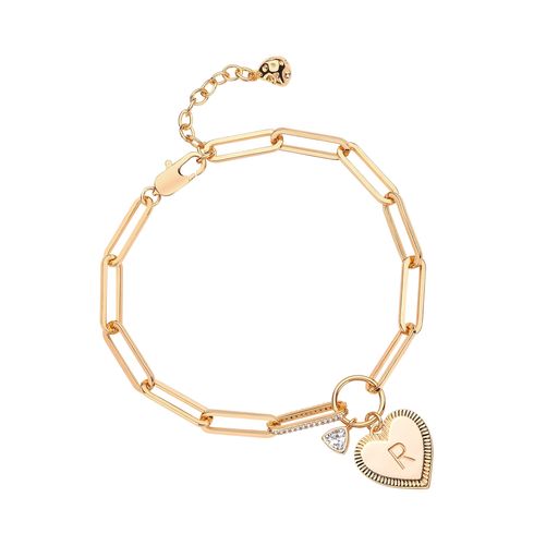 FETTEROブレスレットレディース14Kゴールドハート型A~Z二層腕輪誕生日プレゼント女性人気