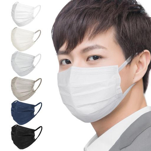 [Hellozebra]マスク不織布大きめメンズ個包装120枚顔にフィット夏用マスクカラー耳が痛くならない肌に..