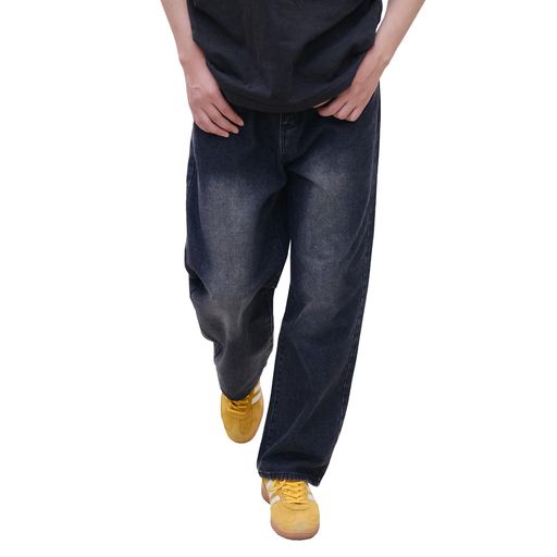 [22Wear]ジーンズメンズズボンワイドデニムパンツジーパンゆったりルーズウォッシュダメージ(ヴィンテ..