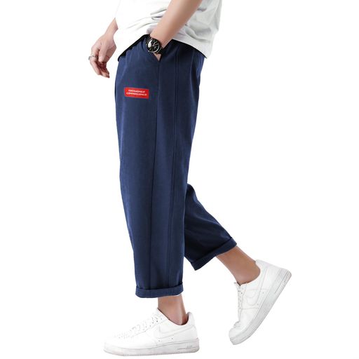 [FUZHIHUA]サルエルパンツメンズズボン夏服ワイドパンツ9分丈無地調整紐ゆったり通気性大きいサイズカ..